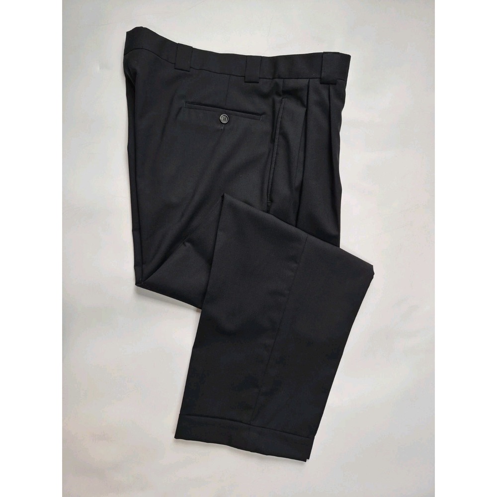 Mark Shale Mens 34x30 Pleated Wool Cashmere Dress Pants Black Cuffed